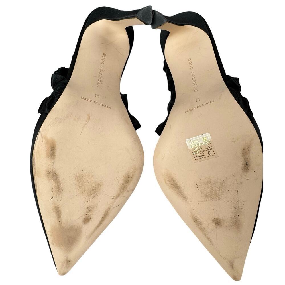 Good‎ American The Show Off Slingback Pump In Black Satin Women’s Size 11 US - Picture 6 of 8